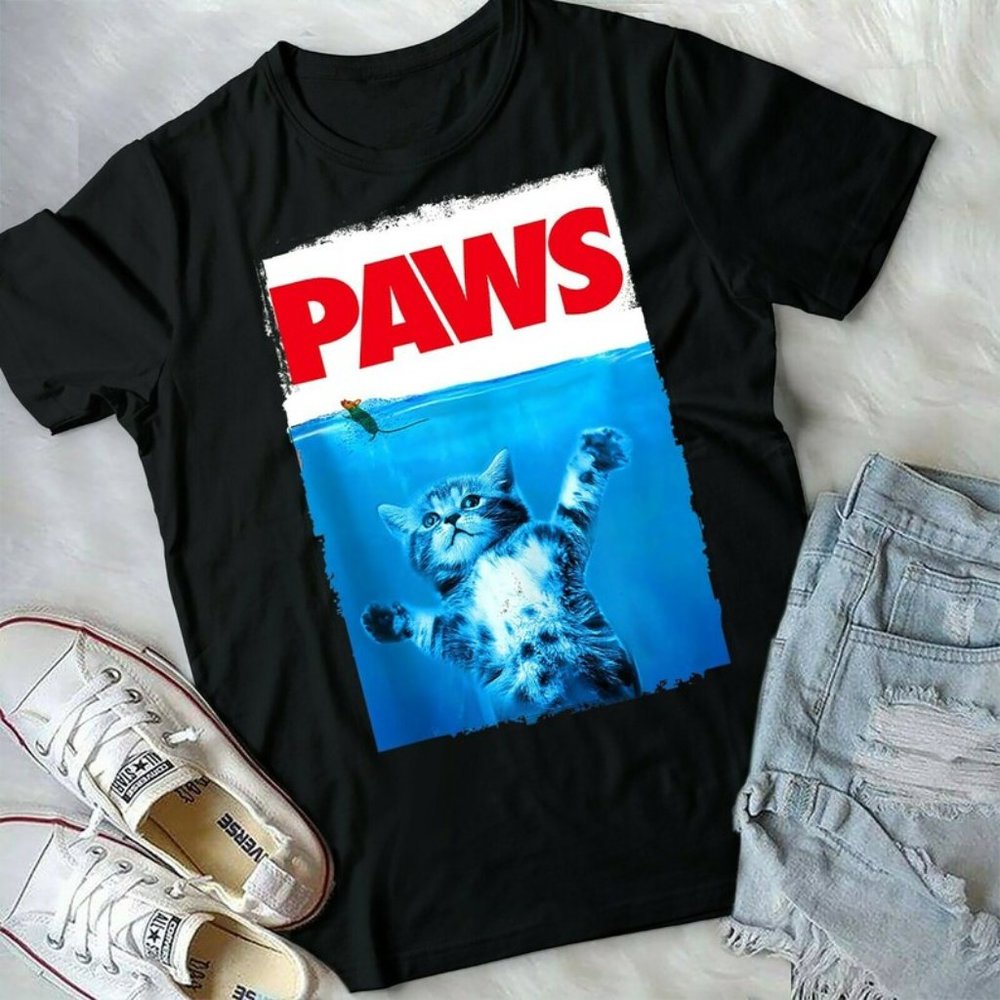 Paws Cat and Mouse Top T Shirt, Unisex Form T Shirt
